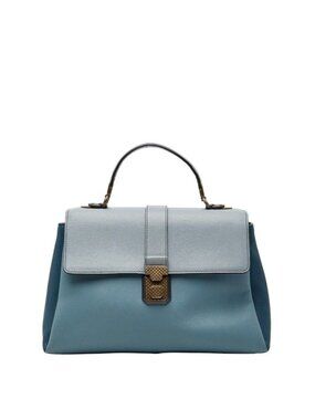 Bottega Veneta Piazza Top Handle Handbag Blue Leather